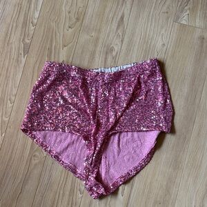 Sparkling Pink Sequin Athletic Shorts
